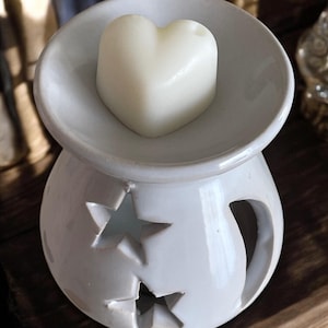Celestial Moon & Stars Mini White Ceramic Wax Melt Burner Melter Free Postage to UK