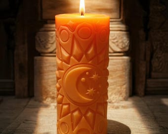 Autumn Equinox Ritual & Celestial Balance Moon Candle| Custom Colour / Scent | Handcrafted Gift