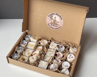 Wellness-collectie van 16 waxmelts of 24 waxmelts. Pure essentiële oliën en plantaardige producten, zonder kleur of kunstmatige geuren. Gratis verzending in het VK