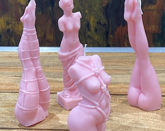Hand Made Pink Body Sculpture legs Venus Shibari Goddess Aphrodite Pregnant David Romantic Candle Over 70 Fragrances Free UK Post