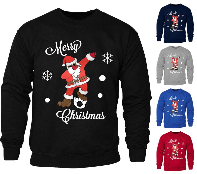 Girls Kids Boys Santa Dab Football Floss Christmas Festive Jumper Sweatshirt 3-15 Years 