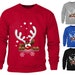 Girls Boys Kids Cute Peeping Red Nose Reindeer Snowflakes Christmas Jumper Sweatshirt 3-15 Years 