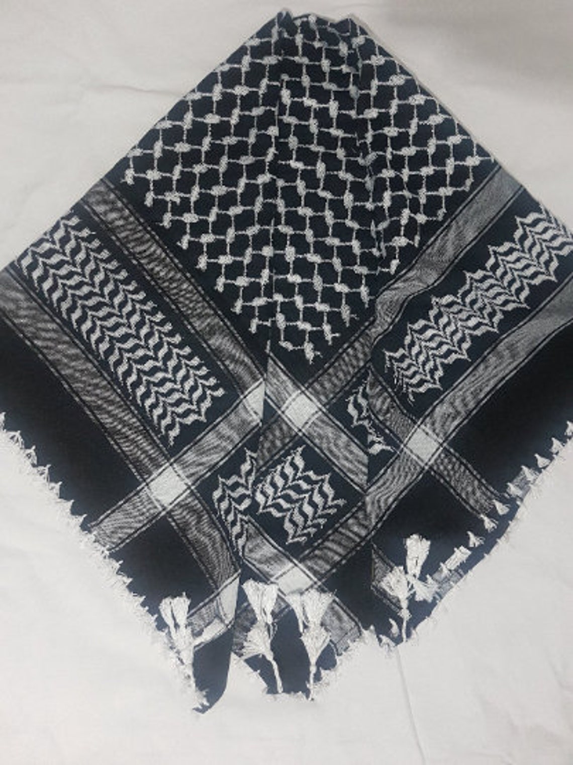 Palestine Black and a touch of White Keffiyeh scarf with Black Etsy