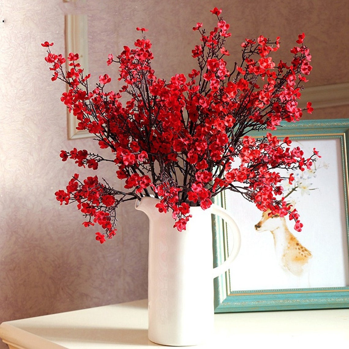 Pink cherry blossom plastic branch artificial silk flowers Etsy