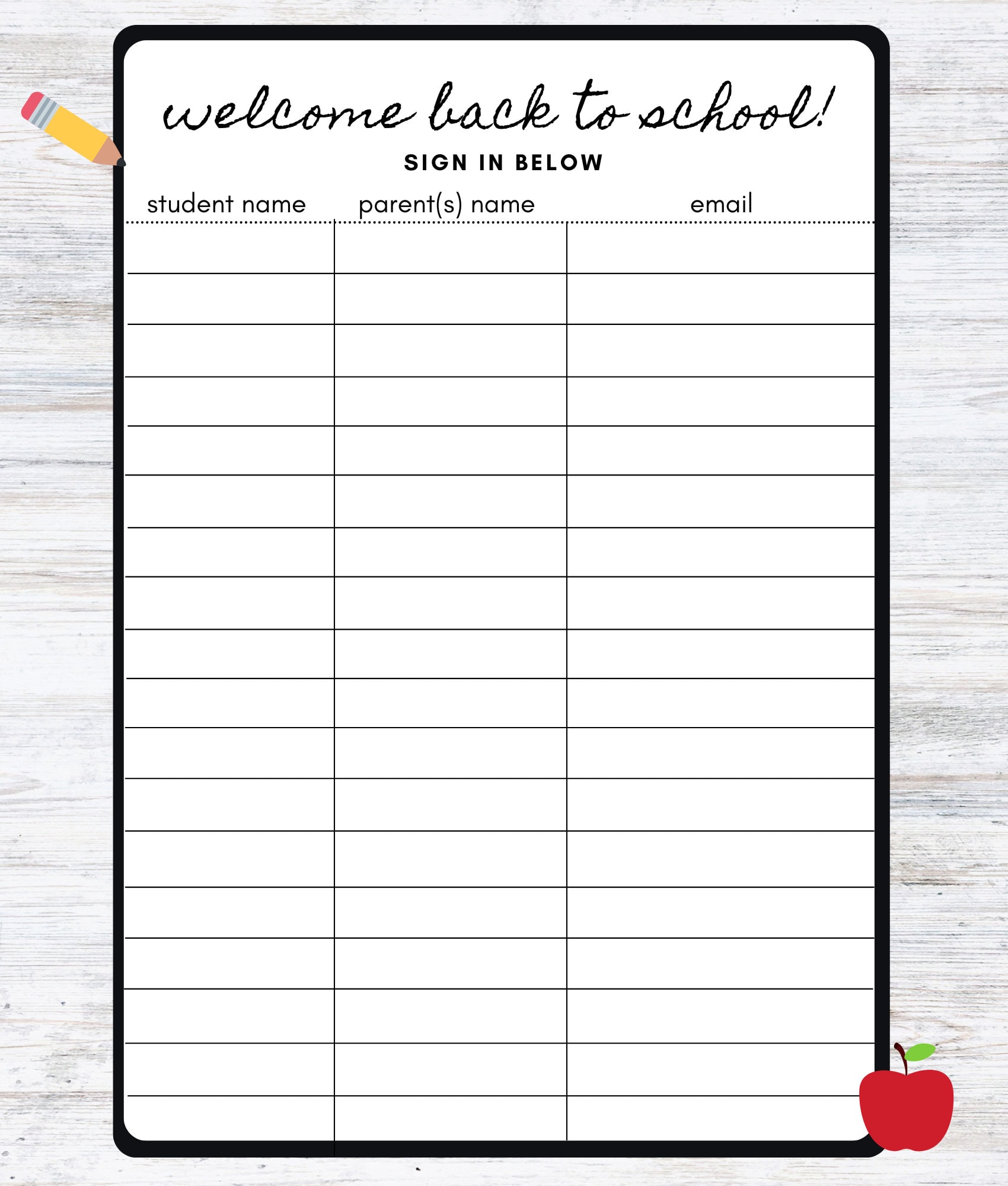 Meet the Teacher Sign in Sheet Etsy
