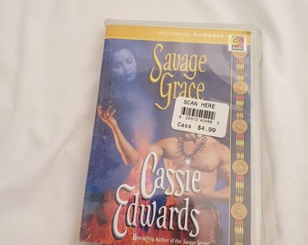Savage Grace Cassie Edwards book on cassette tape, Historical Romance Series, unopened in original packaging.
