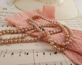 Vintage pink faux pearl necklace