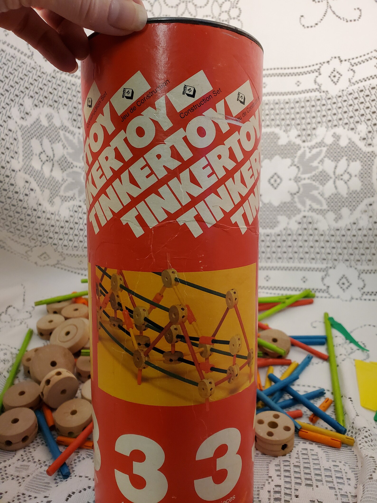 Vintage wooden Tinker toy construction set Etsy