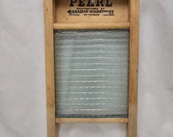 ビンテージウォッシュボード Antique Pearl Glass Washboard, Canadian Woodware Co. No. 801