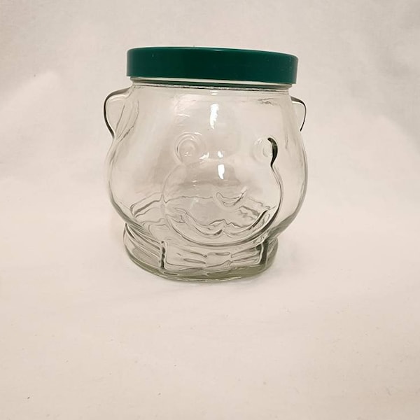 Vintage Kraft Peanut Butter Bear Head Jar, empty.