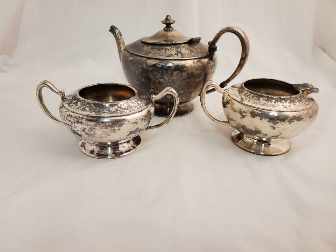 Vintage Tea Service, Silver Plated, Teapot, Sugar Bowl, Cream Pot. - Etsy