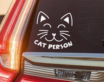 Cat Person Decal – Cute Cat Face Vinyl Sticker for Car, Laptop, or Water Bottle | Cat Lover Gift Idea
