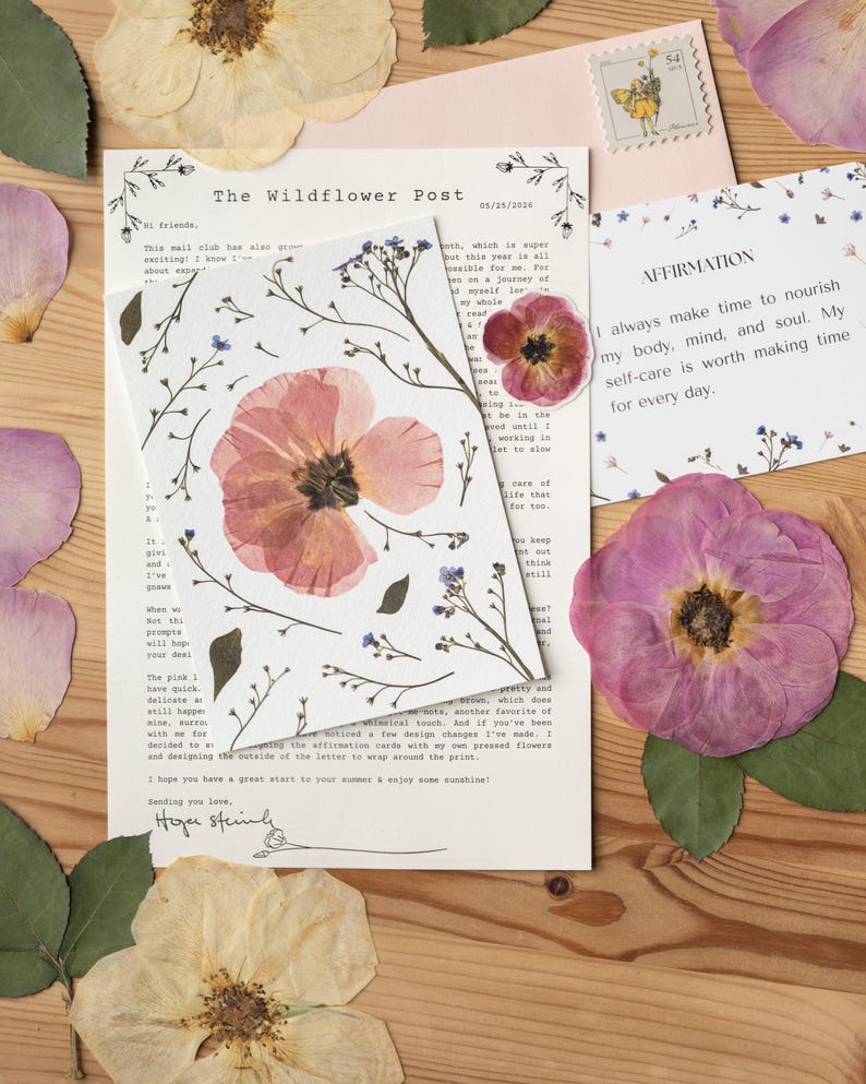 Snail Mail Club - Monthly Pressed Flower Art Print & Letter image 1