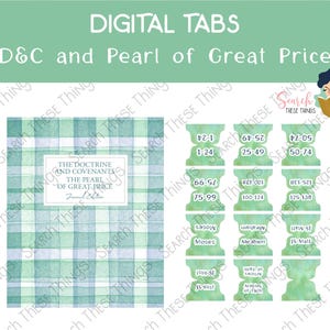 DIGITAL - D&C and Pearl of Great Price Tabs - Green Watercolor