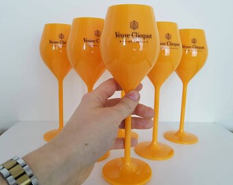 Veuve Clicquot Flutes Glasses Plastic Wine Glasses Dishwasher-safe White  Orange Acrylic Champagne Glass Beer Whiskey Party Cups - AliExpress