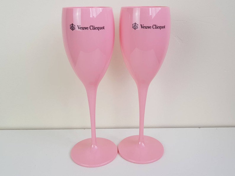 6x Veuve Clicquot Pink Acrylic Plastic Champagne Glasses Etsy