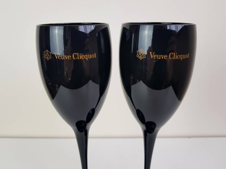 2x Veuve Clicquot Black Acrylic Plastic Champagne Glasses Etsy