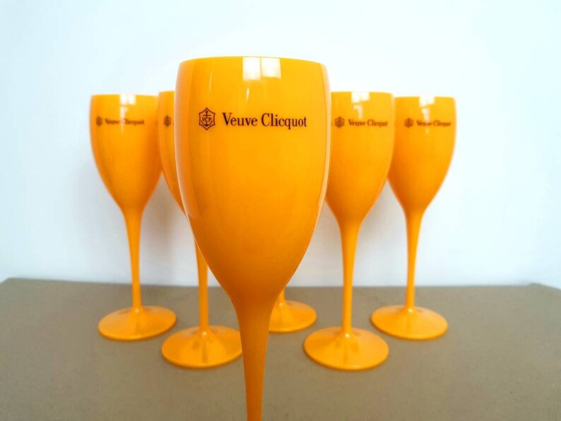 6x Veuve Clicquot Orange Acrylic Plastic Champagne Glasses Etsy
