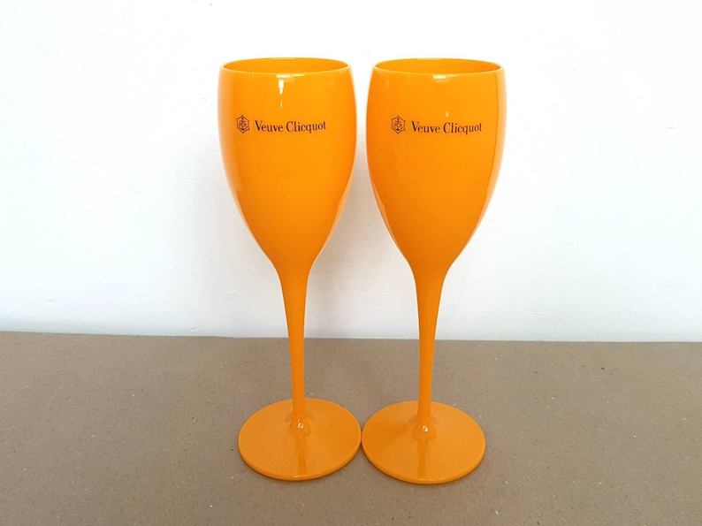 2x Veuve Clicquot Orange Acrylic Plastic Champagne Glasses Etsy