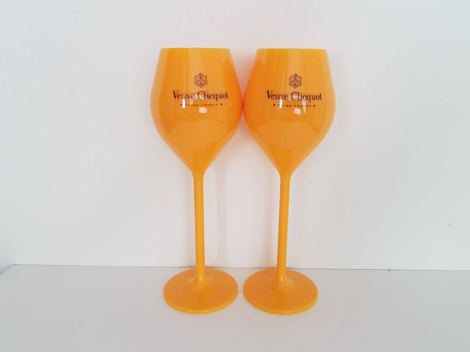 2x Veuve Clicquot Orange Acrylic Plastic Champagne Glasses Etsy