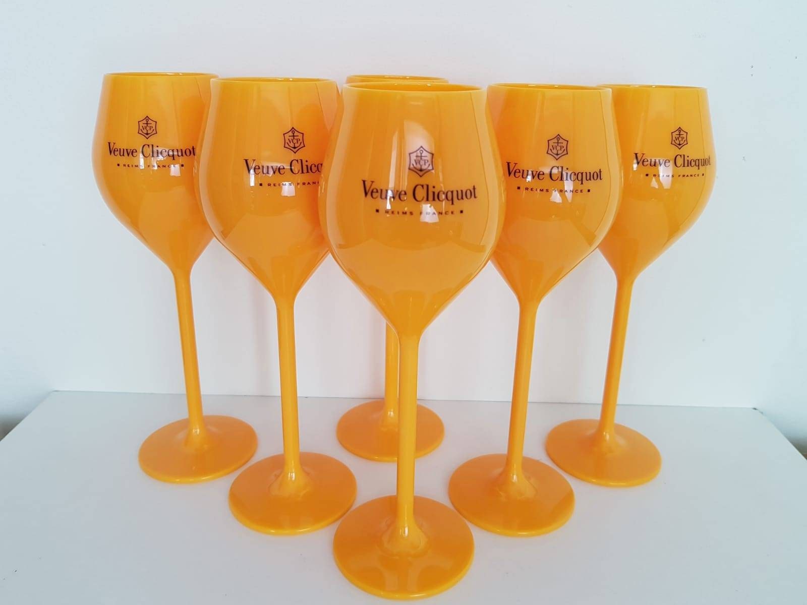 2x Veuve Clicquot Orange Acrylic Plastic Champagne Glasses Etsy