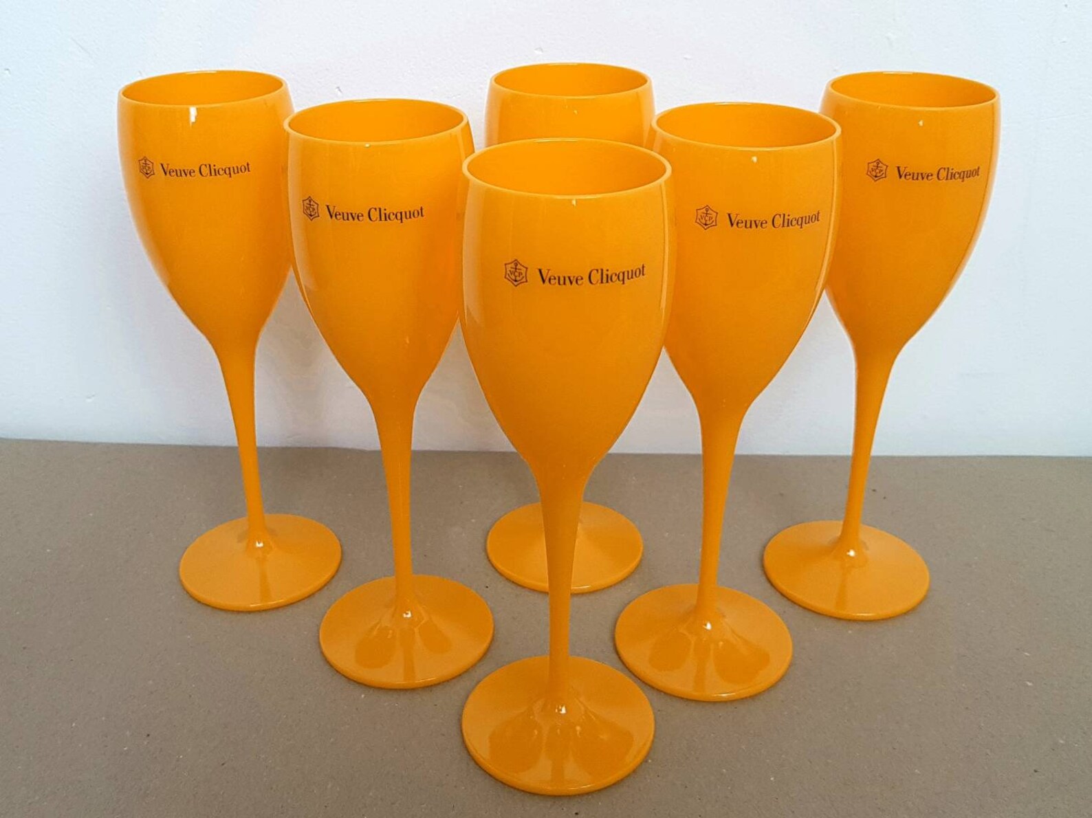6x Veuve Clicquot Orange Acrylic Plastic Champagne Glasses Etsy