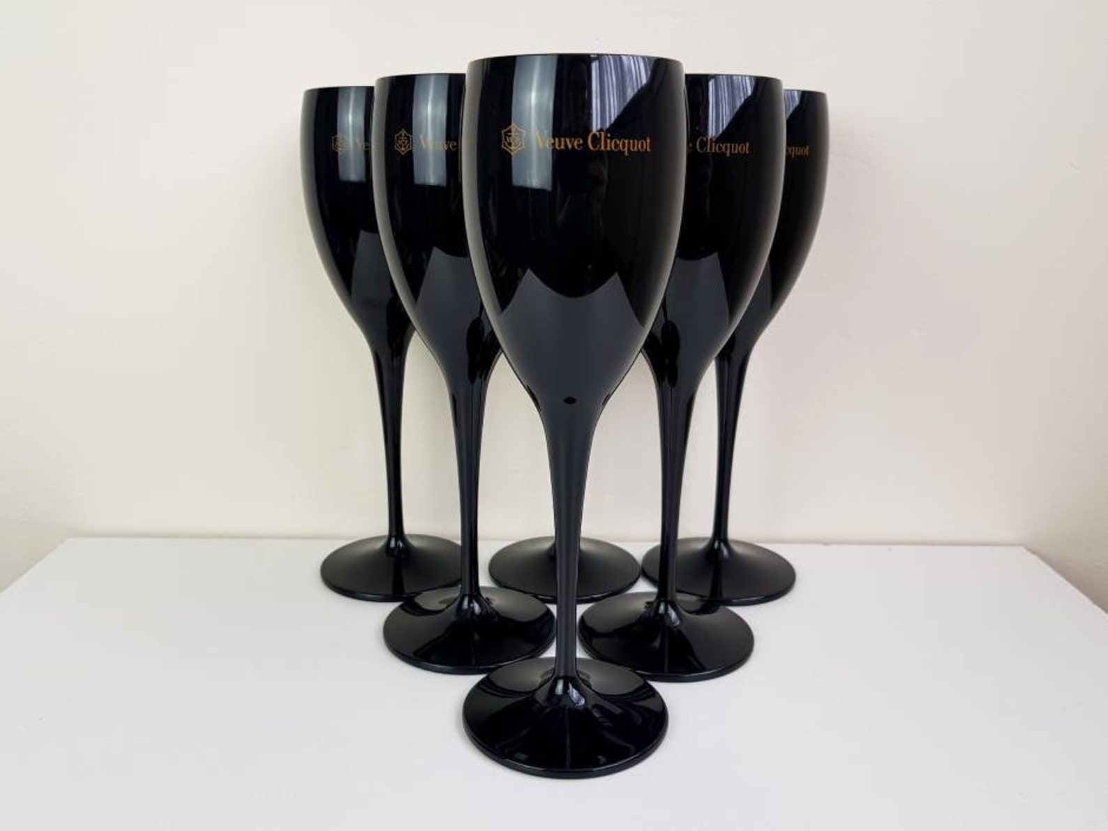 2x Veuve Clicquot Black Acrylic Plastic Champagne Glasses Etsy