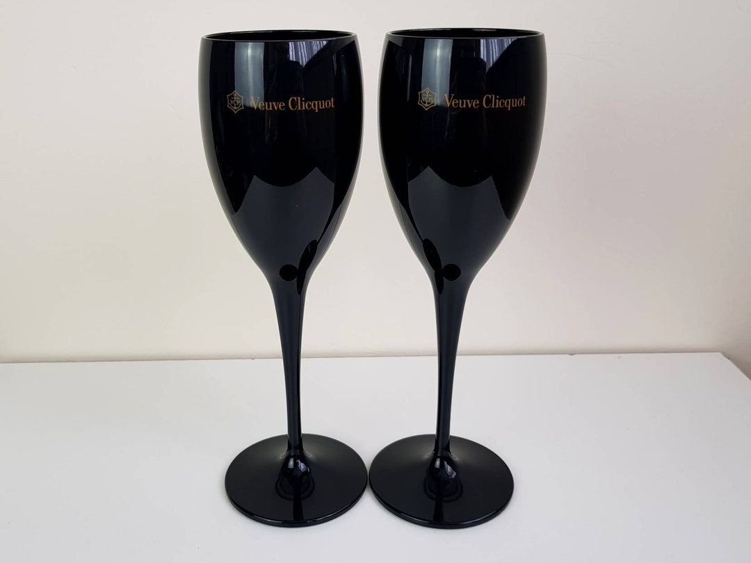 2x Veuve Clicquot Black Acrylic Plastic Champagne Glasses Etsy