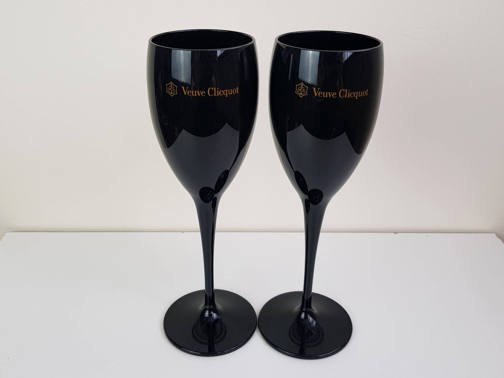 2x Veuve Clicquot Black Acrylic Plastic Champagne Glasses Etsy