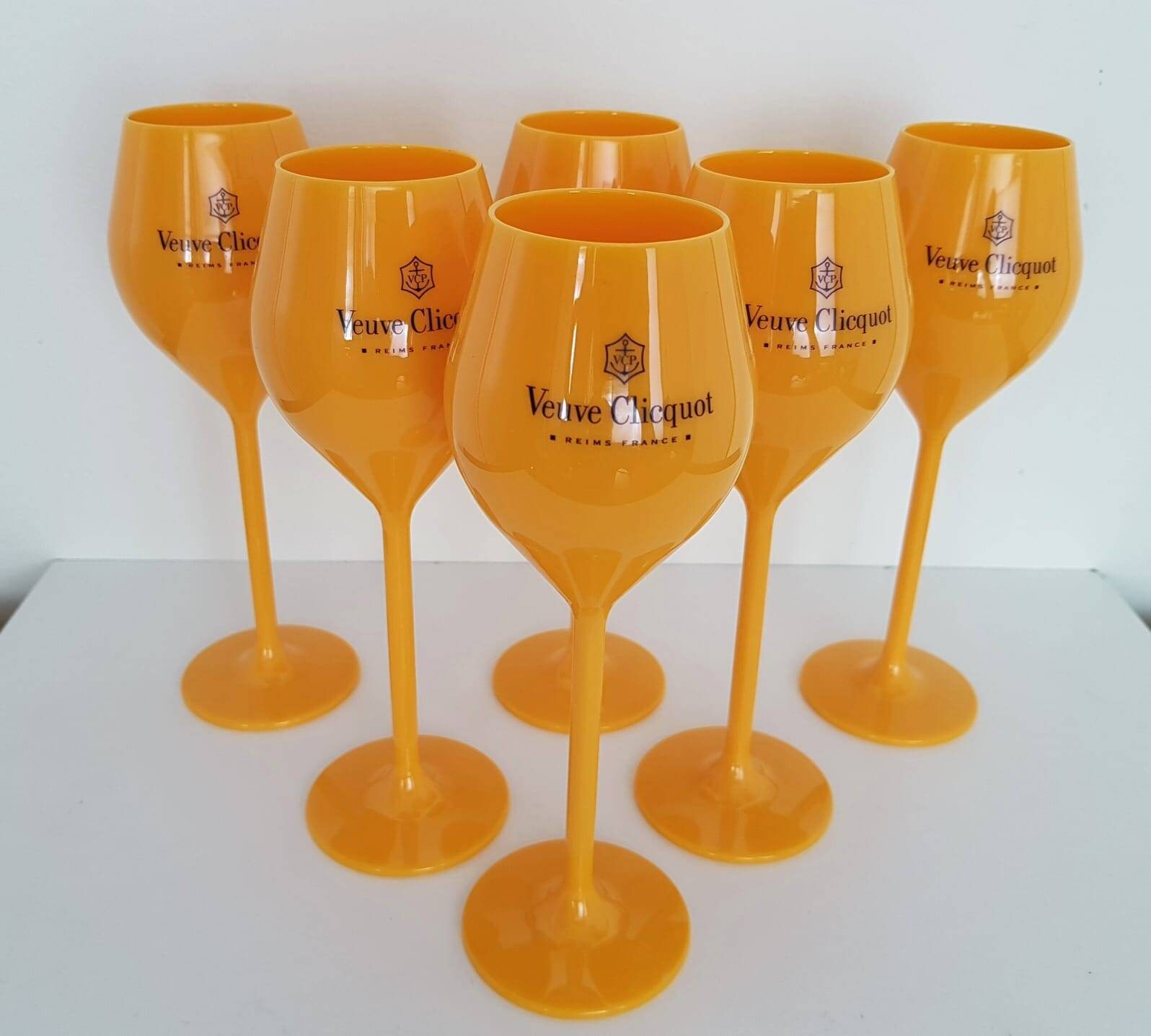 Colore Rosa Orange Set di 4 Bicchieri da Champagne in Acrilico Veuve Clicquot 