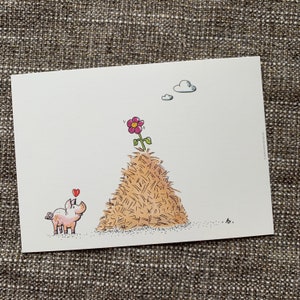 Carte du cochon porte-bonheur - Impression du dessin original