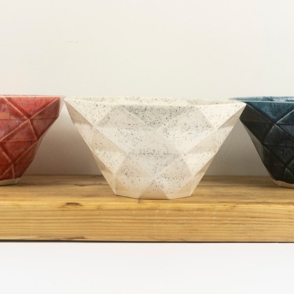 Slipcast Geometric Ceramic Bowl designed from 3D Print House Warming Gift