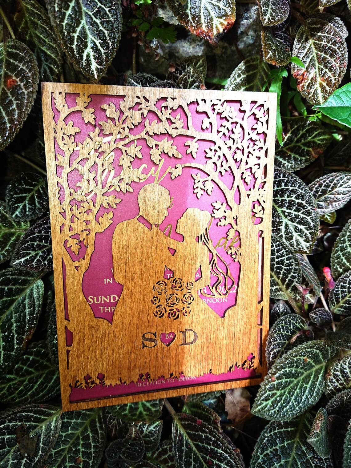 Wedding Invitation Laser Cut Personalized, Wooden Wedding Invitation Suite, Rustic Wedding