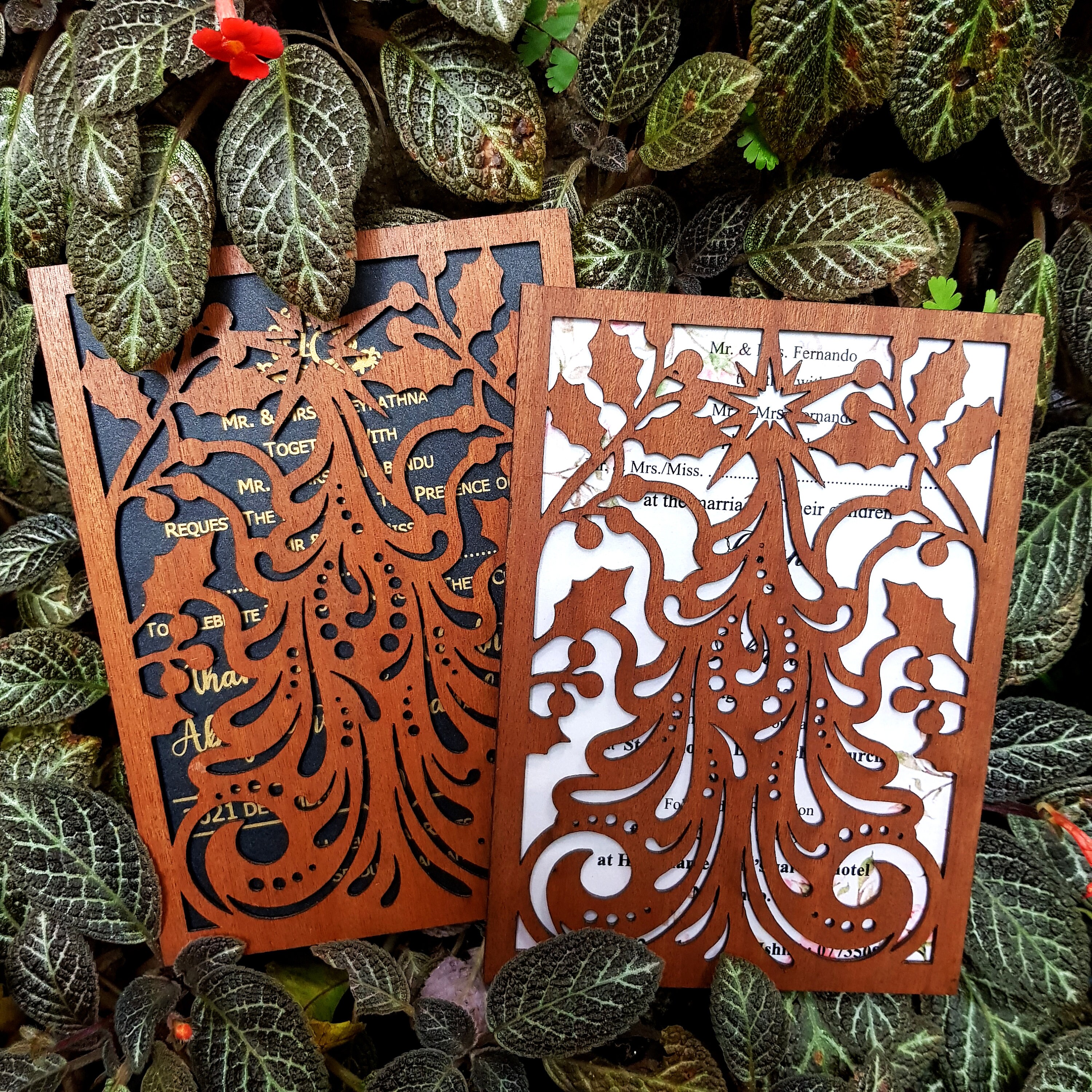 Wedding Invitation Laser cut Personalized Christmas tree Wedding Invitation Suite Rustic Wedding invitations Unique Wedding