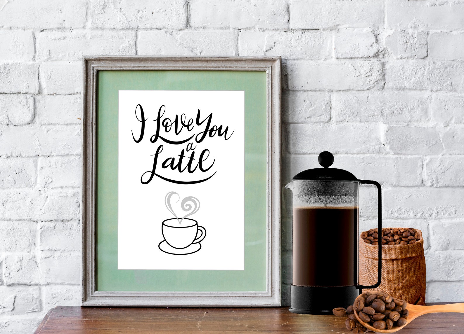 I Love You A Latte Printable Wall Art Etsy
