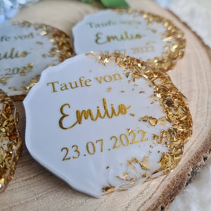 Gastgeschenke Taufe Kommunion Konfirmation, Gastgeschenk personalisiert optional mit Magnet, mit Organzasäckchen