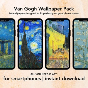 16 x Van Gogh Wallpapers for iPhone and Android | Instant Digital Download | Smartphone Backgrounds