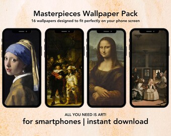 16 x Masterpieces Wallpapers for iPhone and Android | Instant Digital Download | Smartphone Backgrounds