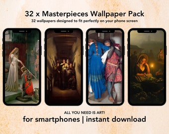 32 x Masterpieces Wallpapers for iPhone and Android | Instant Digital Download | Smartphone Backgrounds