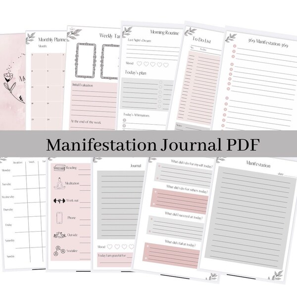 Manifestations PDF Journal, Workbook, Enlightenment Journal, Prompts, Inner Child, Digital Grimoire Pages, Shadow Work, PDF