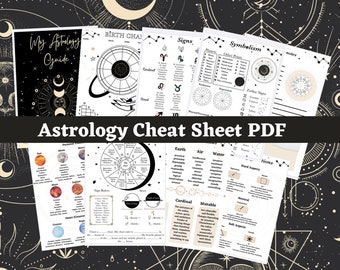 Astrology Cheat Sheet PDF Guide Digital Grimoire Pages, Printable Astrology Guide, Birth Chart, Natal Chart Template, Learn Astrology, PDF