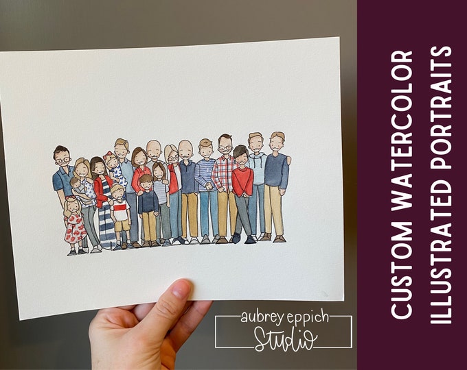 Watercolor Family Portrait | Hand Painted Illustration | Personalized Family Painting | Custom Portrait Art | Custom Family Painting