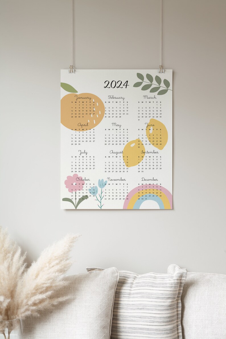 2024 Sunshine Printable Calendar A3 Letter 8.511 One Page Printable ...