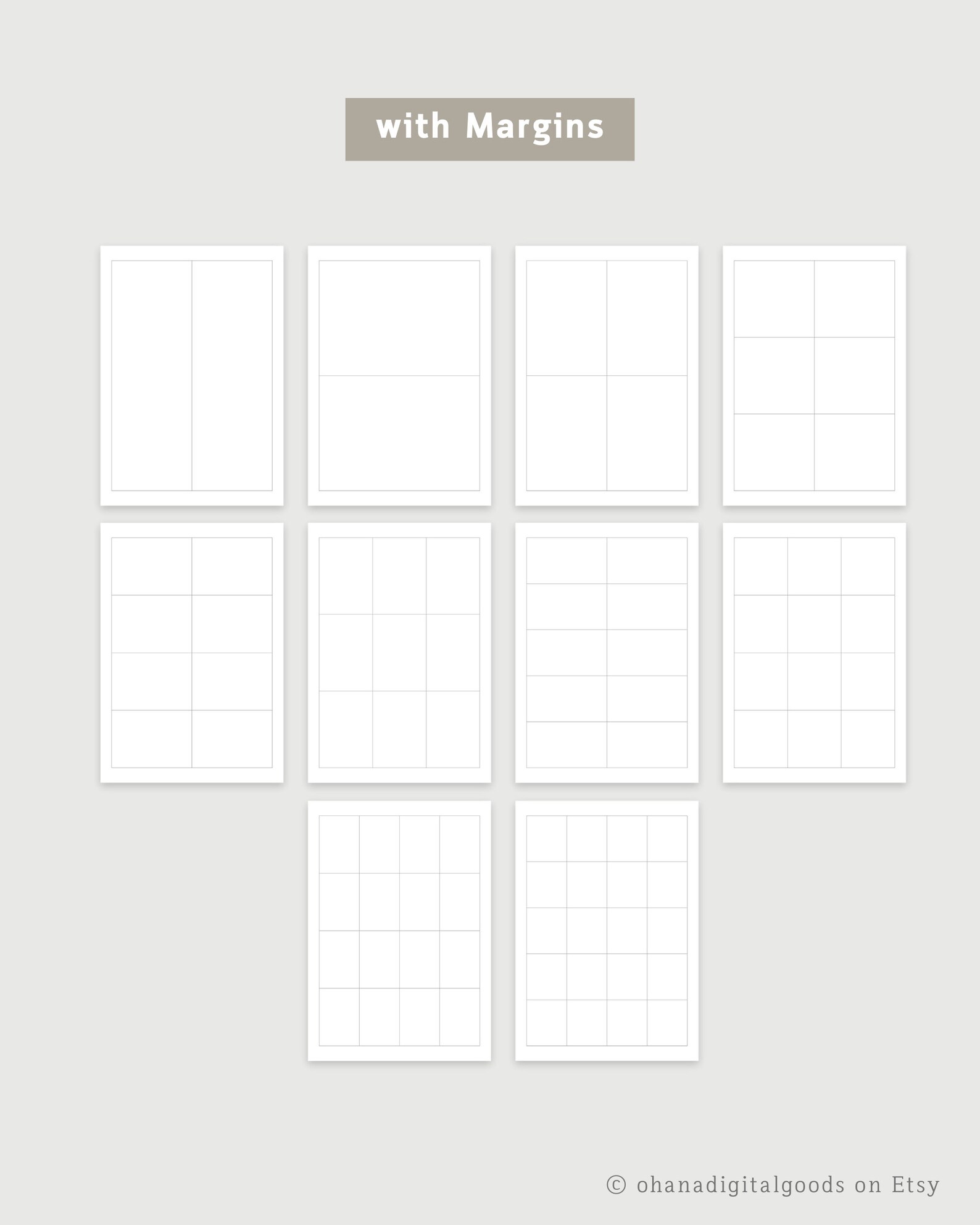 Split Page Note Paper | 10 Types | Idea Brainstorming Note | Printable ...