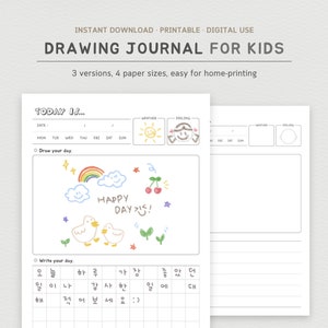 Kids Journal Pages | 6 layouts | Daily Gratitude Diary | Printable Planner Templates | A4, A5, Letter, 1/2 Letter | Instant Download PDF