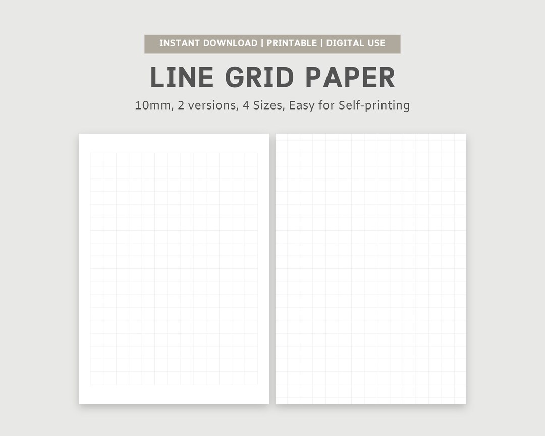 Line Grid Paper | 10mm | Graph Notes | Printable Planner Inserts | A4 ...