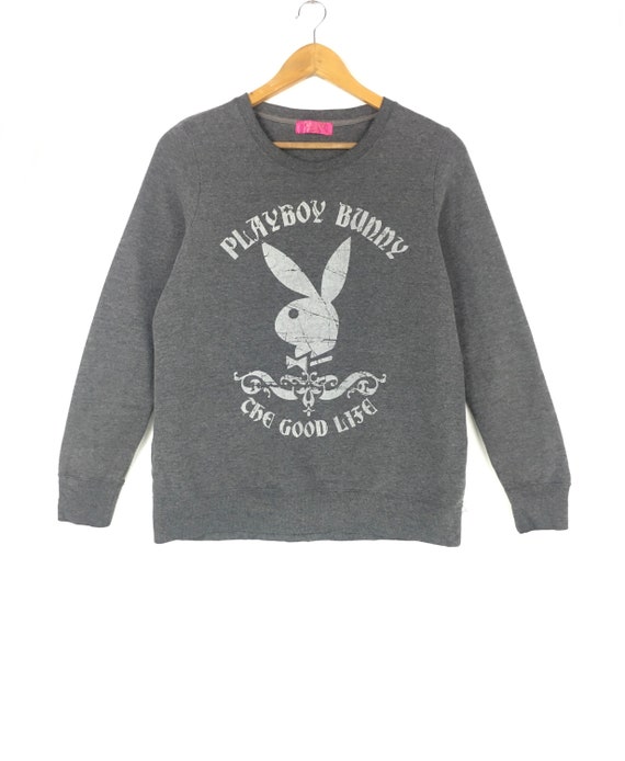 Vintage PLAYBOY BUNNY Sweatshirt Grey Large Crew N