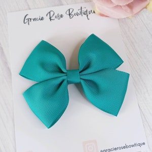 Jade hair clip, School hair bows, School hair accessories, Ribbon bow, Handmade hair bows, Daughter gift