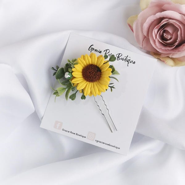 Wedding Sunflower Hair Pin, Bridal Hair Accessory, Faux Flower