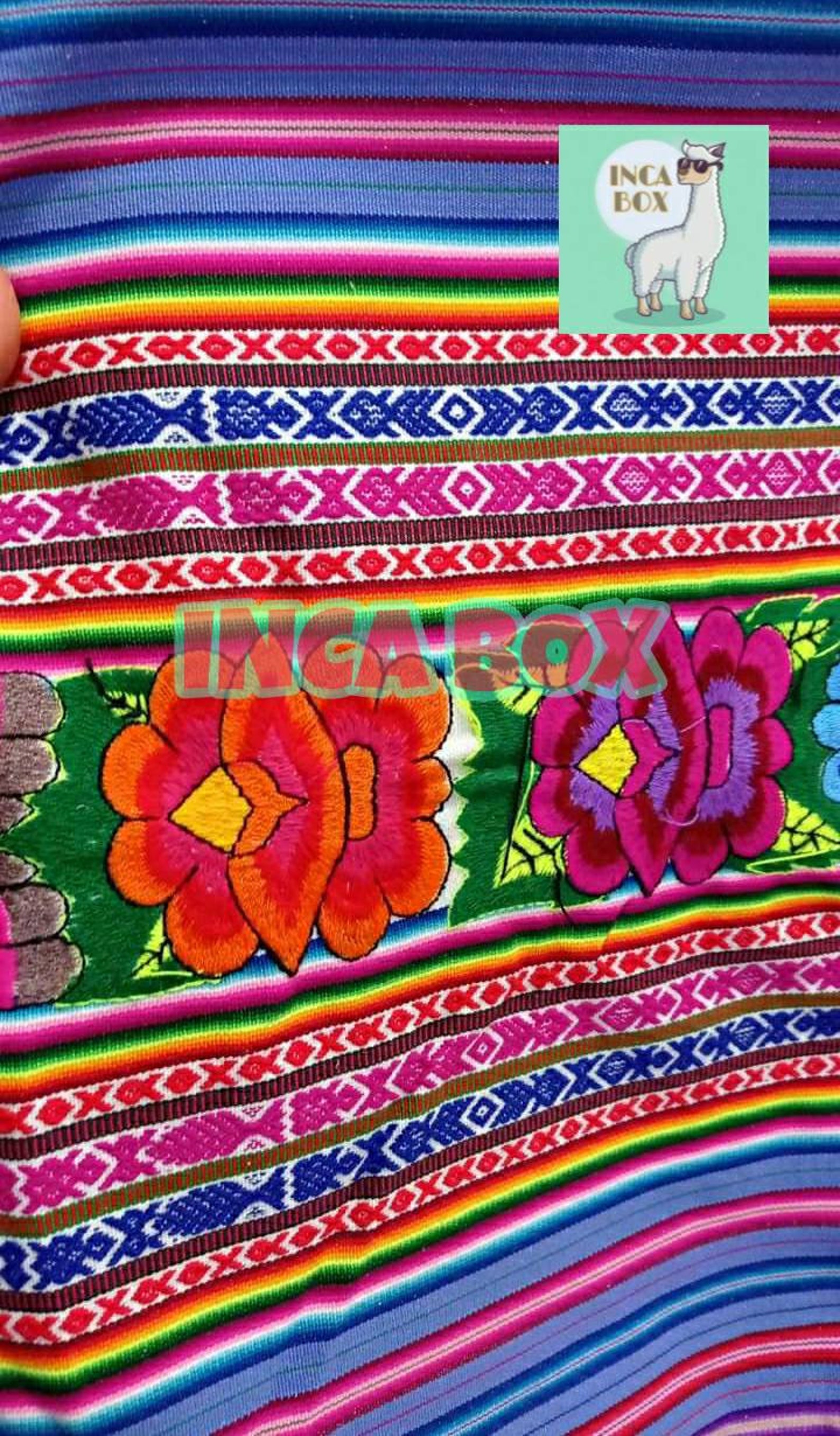 Peruvian blanket with embroidered flowers multipurpose Etsy